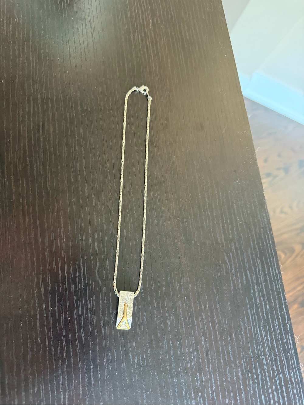 Two tone rectangular pendant necklace